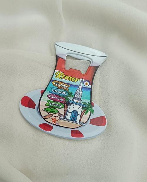 Magnet Açacak Gazoz Şişe Açacağı Mıknatıslı Buzdolabı Süsü Çay Bardak Tabak Kule       