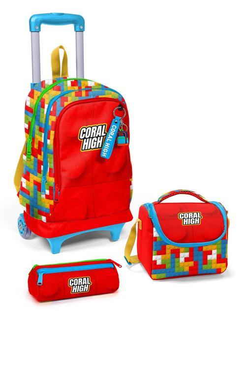 Kids Renkli Blok Desenli 3’lü Okul Çanta Seti SET0123975
