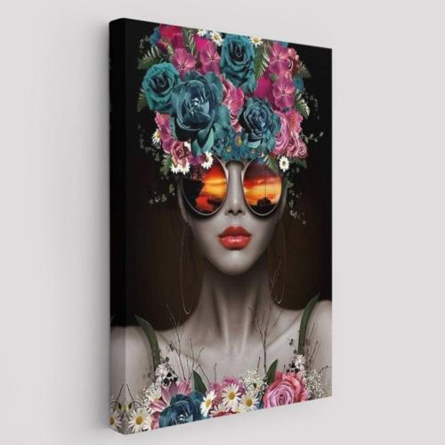 Güzel Kadın ve Çiçekler Dekoratif Kanvas Tablo, Duvar Dekoru 6188