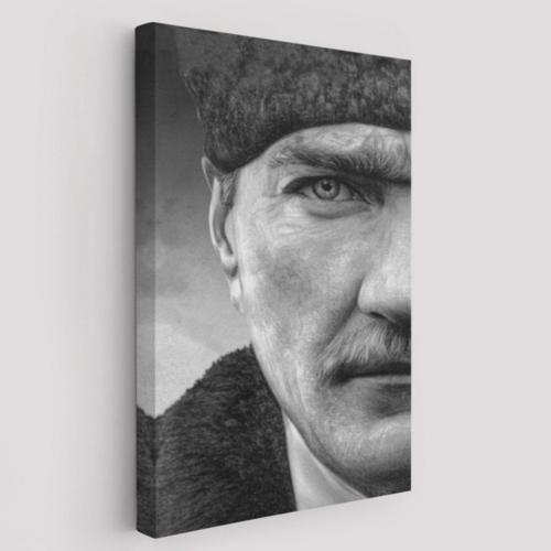 Ulu Önder Mustafa Kemal Atatürk Siyah Beyaz Dekoratif Kanvas Tablo, Duvar Dekoru 6303