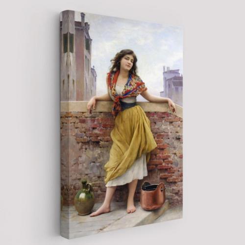 Su Taşıyan Kız Eugene de Blaas Dekoratif Kanvas Tablo, Duvar Dekoru 6435
