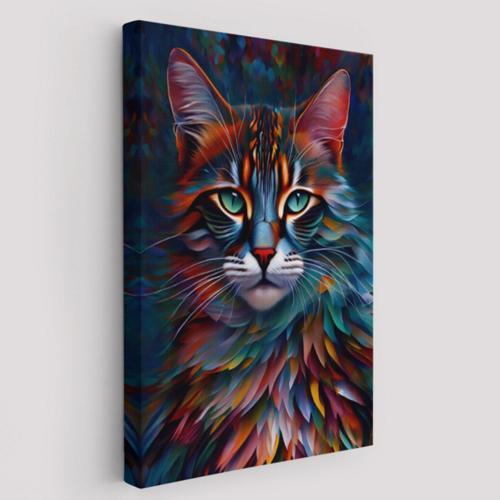 Karizmatik Kedi Hayvan Temalı Dekoratif Kanvas Tablo, Duvar Dekoru 6225