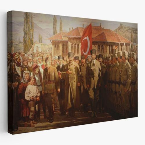 Atatürk ve TBMM’den Cepheye Uğurlanması Dekoratif Kanvas Tablo, Duvar Dekoru 6552