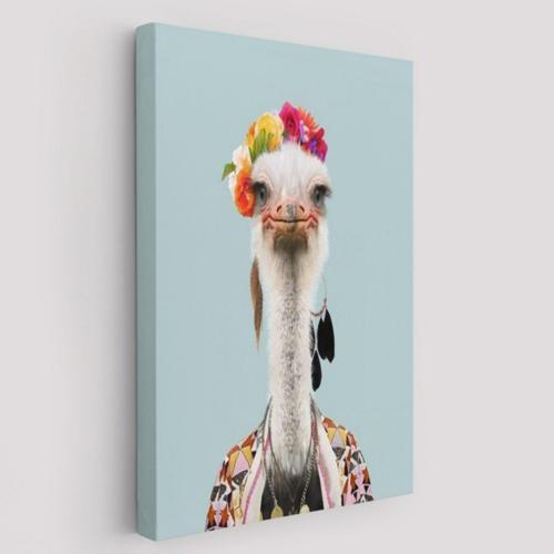 İnsan Görünümlü Deve Kuşu Dekoratif Kanvas Tablo, Duvar Dekoru 6286