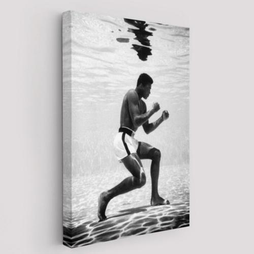 Boksör Muhammet Ali ve Su Altındaki Antreman Dekoratif Kanvas Tablo, Duvar Dekoru 6204