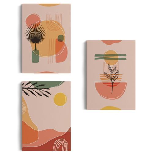 Modern Minimal Temalı 3'lü Set Dekoratif Kanvas Tablo, Duvar Dekoru BG32
