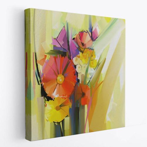 Yağlıboya Görünüm Çiçekler Soyut Çalışma Dekoratif Kanvas Tablo, Duvar Dekoru 5826