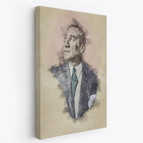 Mustafa Kemal Atatürk Portresi Karakalem Dekoratif Kanvas Tablo, Duvar Dekoru DC80