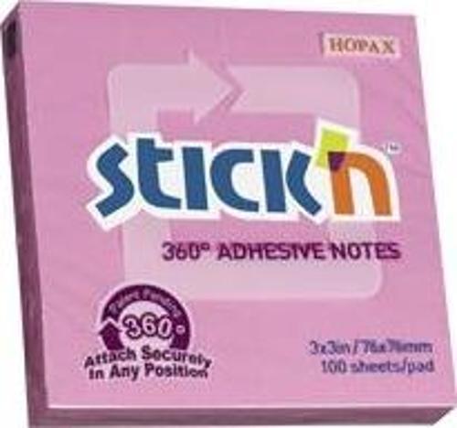 Stickn Yapışkanlı Not Kağıdı 76X76 Mm 360 Pembe 100 Yaprak 12 Li 4-2155400-5001 (12 Li Paket)