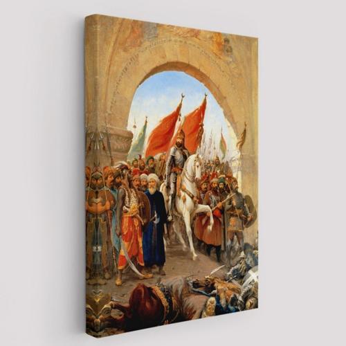 Fatih Sultan Mehmet'in İstanbul'a Girişi Fausto Zonaro Dekoratif Kanvas Tablo, Duvar Dekoru 6439