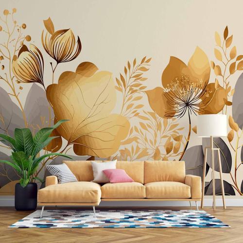 Soft Solmuş Çiçek Desenli Duvar Kağıdı