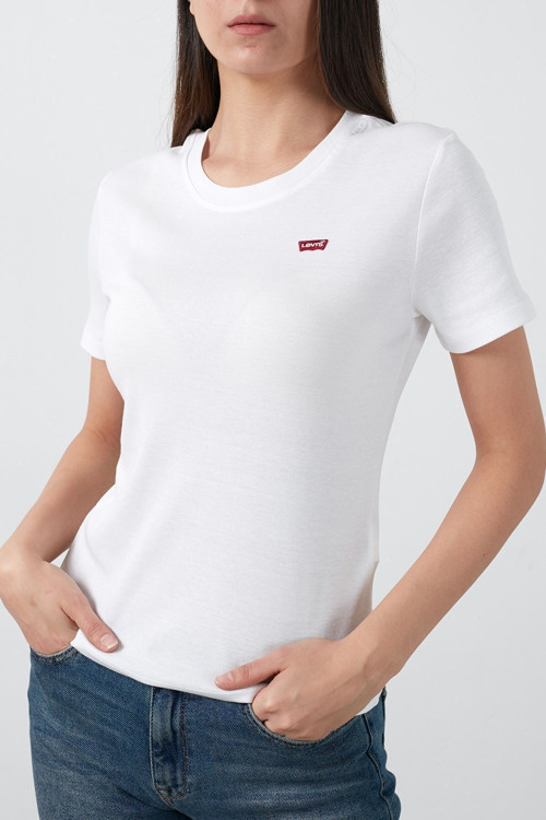 Kadın Logolu Beyaz T-Shirt - 39185-0122