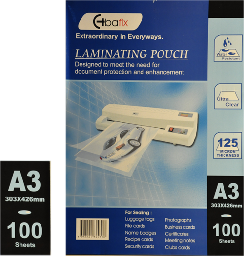 303-426 Laminasyon Filmi A3 125 Micron 100 LÜ (1 paket 100 adet)