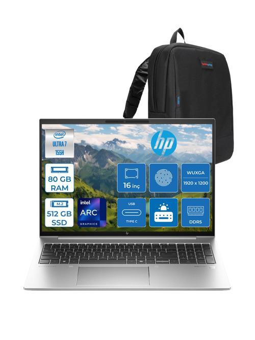 Elitebook 860 G11 Wolfpro Intel ULTRA7-155H 80GB Ddr5 512GB SSD 16'' Wuxga Freedos Dizüstü Bilgisayar 9970P1ET25+ZETTAÇANTA