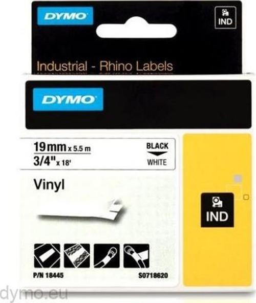 Rhino Pro Etiketi Renkli Vinil 19 MMx5,5 MT Beyaz Üzerine Siyah 18445