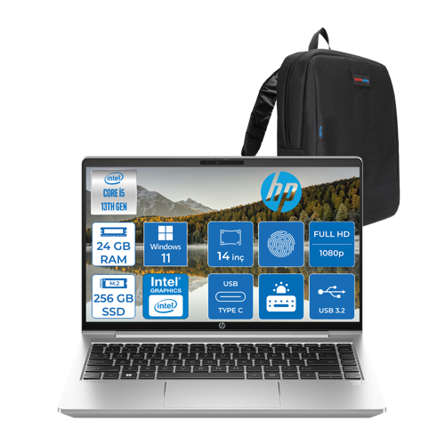 Probook 440 G10 Intel Core I5 1335U 24GB 256GB SSD Intel® Iris® Xᵉ Grafik Windows 11 Home 14" IPS Fhd Taşınabilir Bilgisayar HP8A565EAH11+ Zetta Çanta