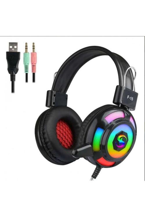Oyuncu Kulaklık Gaming Mikrofonlu Led Işıklı  F15 2 Metre  Kulaklık