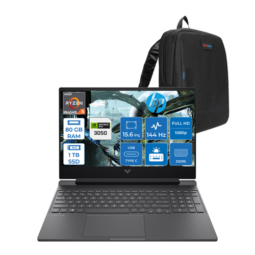 Victus Amd Ryzen 5 8645HS 80GB Ddr5 1tb SSD 6GB/RTX3050/75W 15.6inç Fhd 144Hz IPS Freedos Gaming Bilgisayar 15FB3705F22 + Zettaçanta