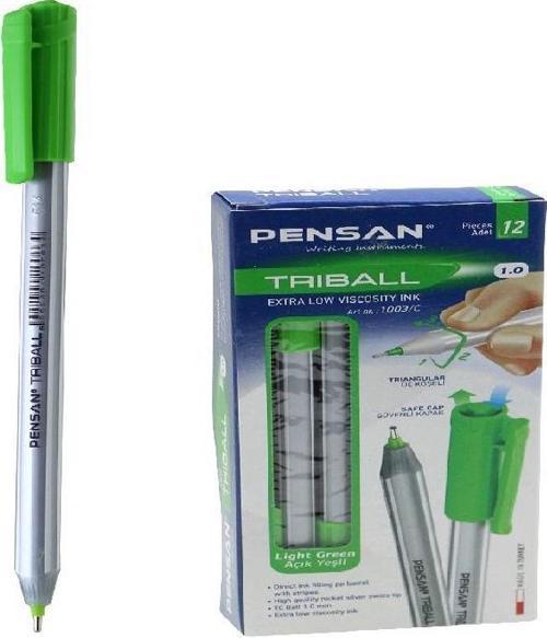 Tükenmez Kalem Triball 1.0 MM Bilye Uç Açık Yeşil 12 Li (1 Paket 12 Adet) PE01003TKAY