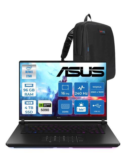 Rog Strix Scar 16 G635LX-RW145 Ultra 9 275HX Aı 96GB GB 4tb SSD 24GB/RTX5090 Gddr7 175W 16" Wqxga 240Hz 3ms 1200NITS Freedos Gaming Laptop WRWF14539+ZETTAÇANTA