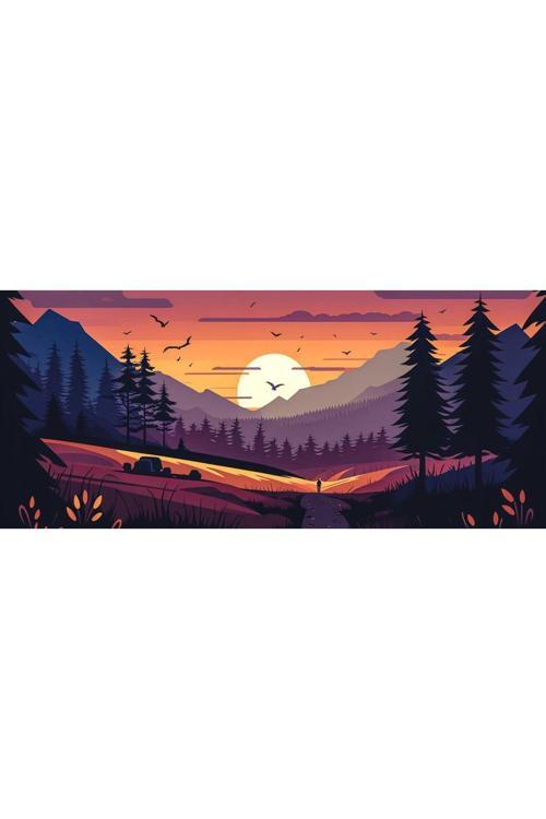 Kaymaz Mousepad Manzara Renkli Desenli Oyuncu Klavye Mouse Pad 70Cm X 30Cm