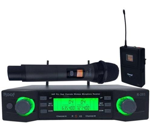 R-203 1 El 1 Yaka 2 Kanal UHF Kablosuz Telsiz Mikrofon
