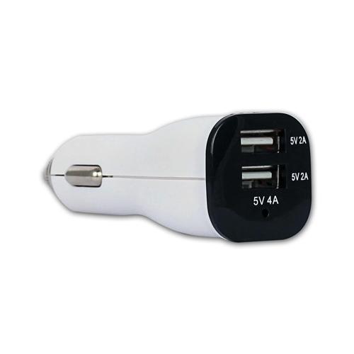 5V 4A iPad, Tablet, Telefon USB Araç Şarj Adaptörü - Beyaz - Çift USB