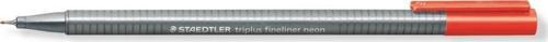 334-201 Fineliner Keçe Uç Kalem  Triplus Üçgen 0.3 MM Neon Kırmızı 10 Lu (1 Paket 10 Adet)