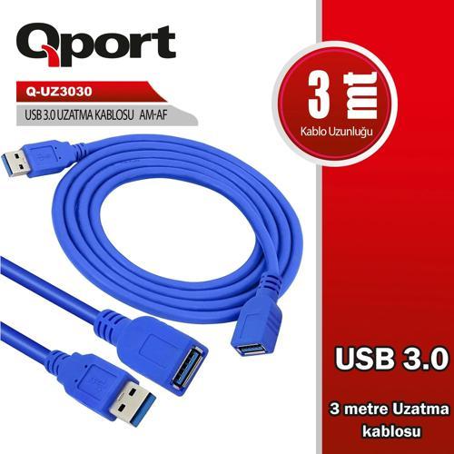 Q-UZ3030 USB3.0 3MT UZATMA KABLOSU