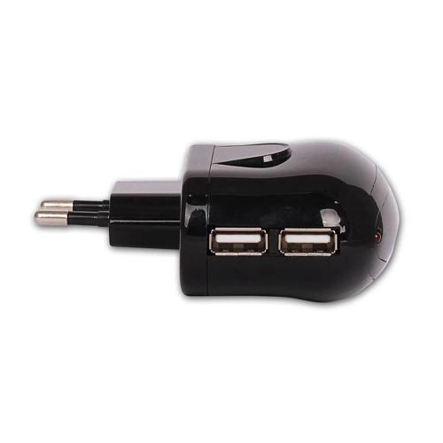 5V 2.1A iPad, Tablet, Telefon USB Şarj Adaptörü - Siyah - Çift USB