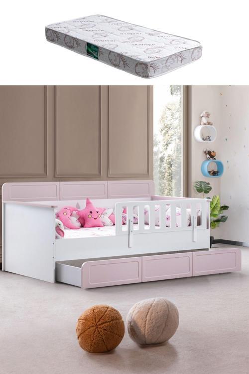 Yavrulu Karyola, Mira Yavrulu Montessori Karyola - Pembe + 1 Adet Comfort Yatak