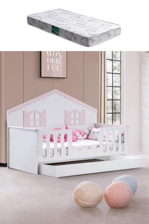 Yavrulu Karyola, Poli Yavrulu Montessori Yatak - Pembe + 1 Adet Comfort Yatak