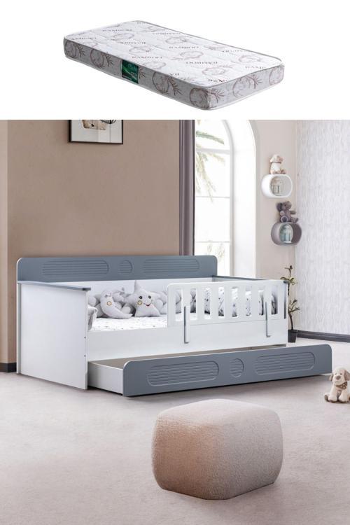 Yavrulu Karyola, Flora Yavrulu Montessori Karyola - Gri + 1 Adet Comfort Yatak