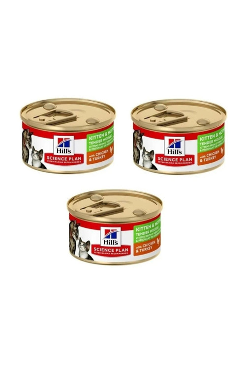 Kitten & Mother Tender Mousse Tavuk Ve Hindili Yavru Ve Anne Kedi Yaş Maması 85 Gr X 3 Adet