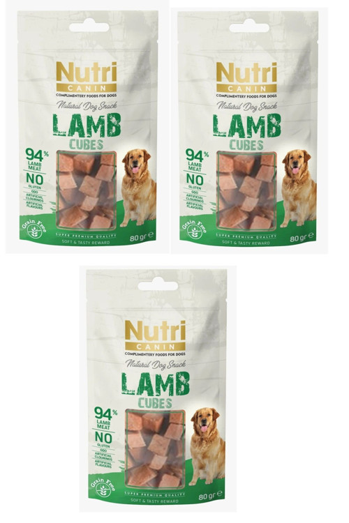 Kuzu Etli Küp Tahılsız Köpek Ödülü 80 Gr. X 3 Adet
