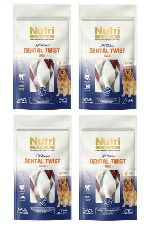 Dental Twist Ördekli M-L Irk İçin Köpek Kemik Ödülü 120 Gr. X 4 Adet