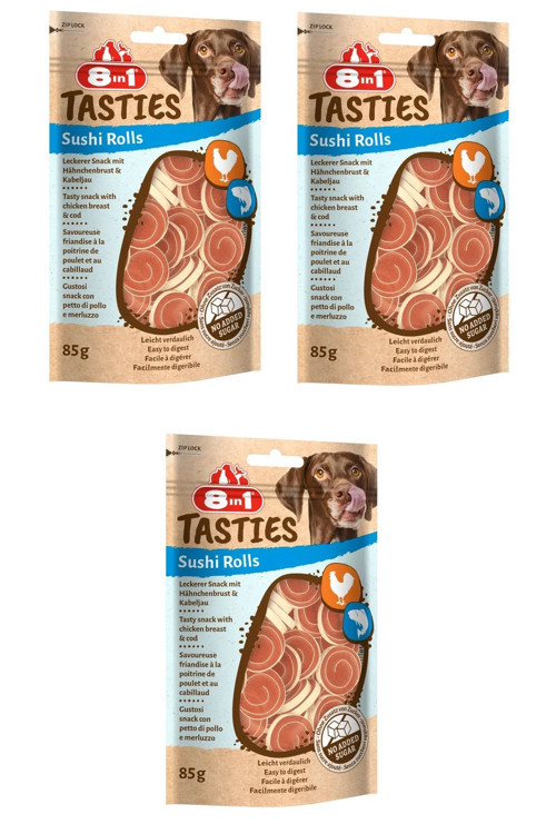 Tasties Sushi Rolls Tavuklu & Balıklı Köpek Ödülü 85 Gr. X 3 Adet