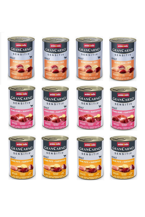 Grancarno Sentive 3 Çeşit Karma Köpek Konservesi 400 Gr. X 12 Adet