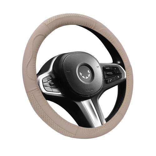 Oto Geçme Direksiyon Kılıfı Desenli Bej Renk Suni Deri NR1406