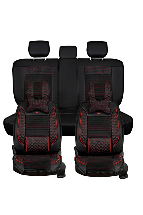 Volvo Xc90 2002-2014 5 Koltuk Uyumlu Siyah-Kırmızı Renk Elite Oto Koltuk Kılıfı Ön Arka Set