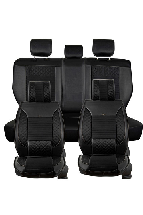 Opel Corsa E 2015-2019 Uyumlu Siyah Renk Elite Oto Koltuk Kılıfı Ön Arka Set