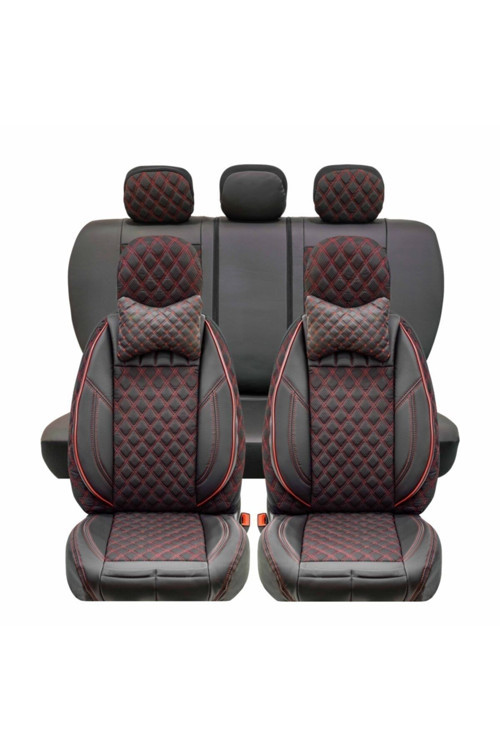 Mitsubishi Colt Lüks Yarı Deri Uyumlu Oto Koltuk Kılıfı Ön/Arka Set
