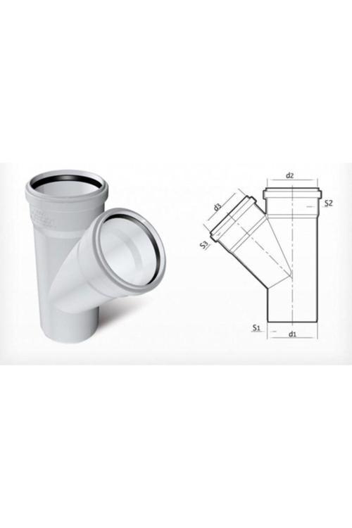 Dublex Pvc Atık Su Borusu Pimaş Tek Çatal 100 X 50 Mm.