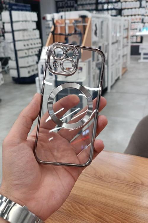 iPhone 15 Plus Kılıf Köşeleri Renkli Şeffaf Kamera Korumalı Magsafe Lüx Kılıf