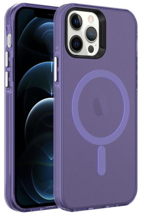 Apple iPhone 12 Pro Max Kılıf Magsafe Şarj Özellikli Buzlu Transparan C-Pro Sert Kapak