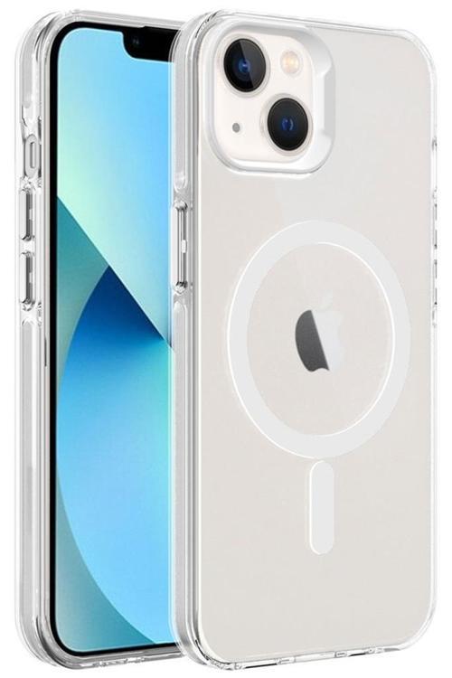 iPhone 14 Kılıf Magsafe Şarj Özellikli Buzlu Transparan C-Pro Sert Kapak