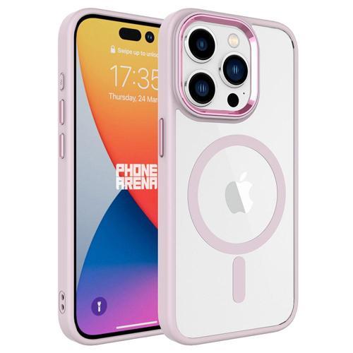 iPhone 15 Pro Kılıf Renkli Kenar Şeffaf Kamera Çevresi Metal Magsafe TPU Silikon