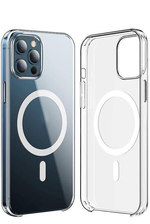 iPhone 15 Pro Max Kılıf Wireless Şarj Özellikli Şeffaf Kapak