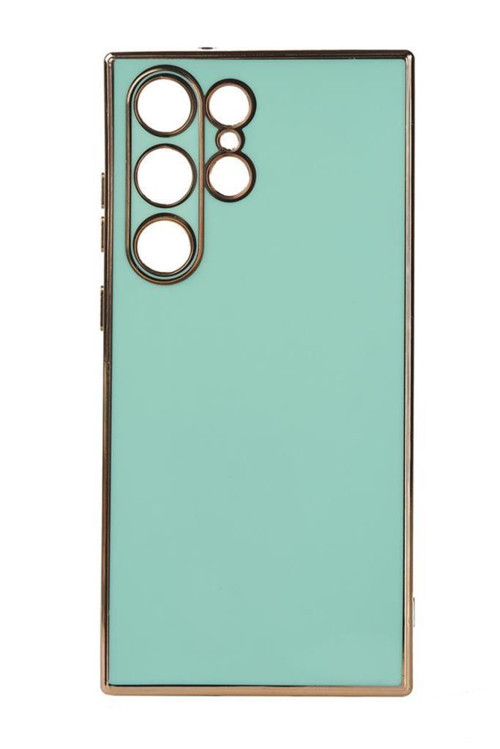 Galaxy S23 Ultra Kılıf Kamera Korumalı Altın Kenar Tasarım Silikon