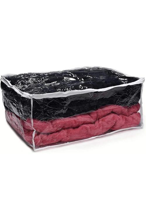 Pvc Şeffaf Dolap İçi Düzenleyici Çanta Yorgan Battaniye Giysi Oyuncak Çantası 60X60X12